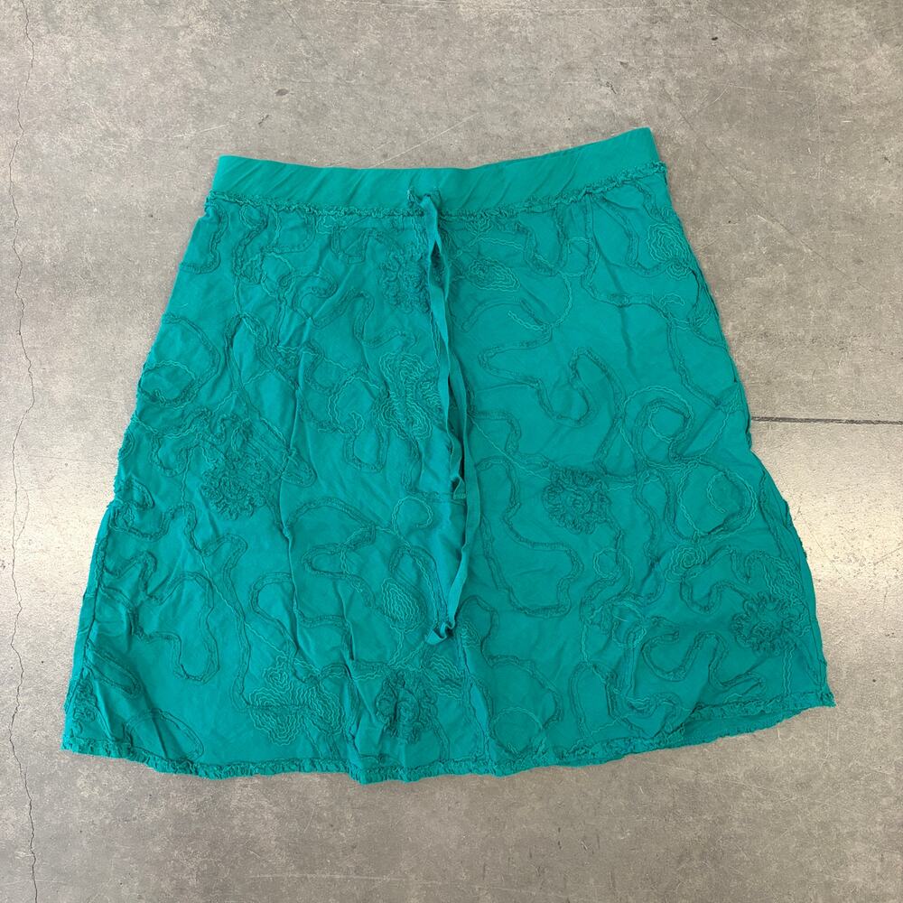 Vintage Y2k Green Max Studio Embellished Abstract Mini Sweat Skirt Small
